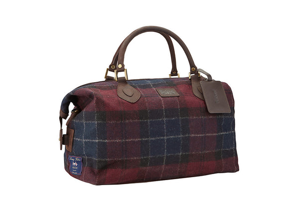 Barbour Tartan Exp Holdall, Wine/Navy